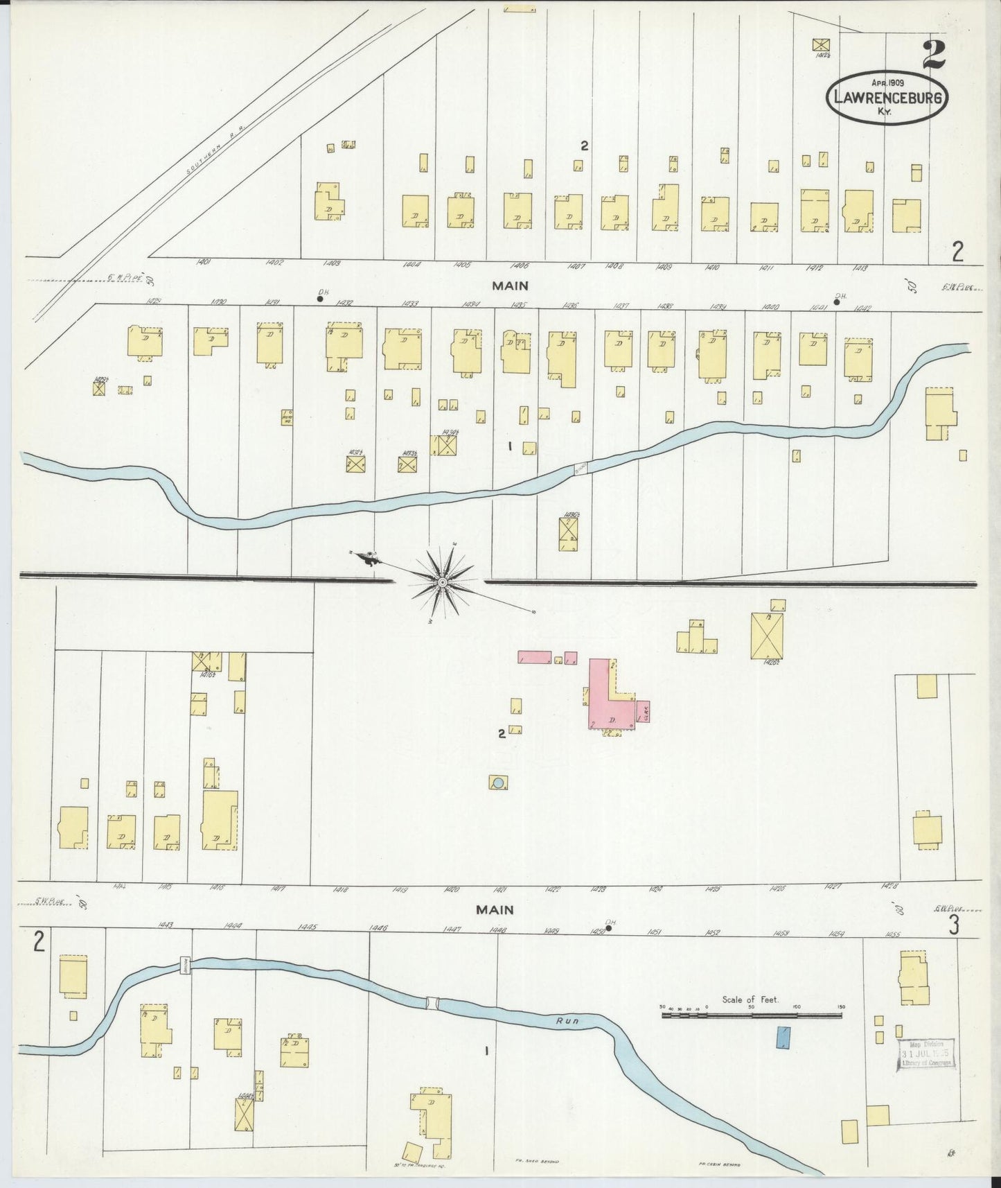 Sanborn Fire Insurance Map from Lawrenceburg, Anderson County, Kentucky (1909), Sheet #0002 - Complete Map Set gallery image, historic Sanborn map, vintage wall art, Kentucky Kentucky