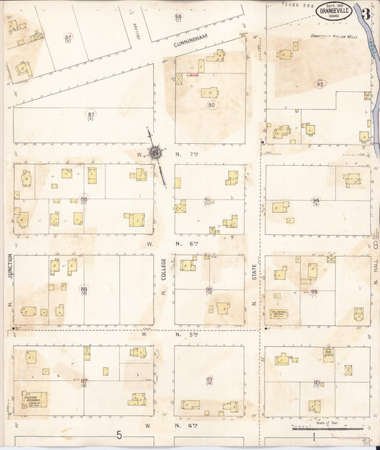 Sanborn Fire Insurance Map from Grangeville, Idaho County, Idaho (1941), Sheet #0003 - Historic Sanborn Fire Insurance Map Print, vintage old map wall art, antique decor, genealogy gift, Grangeville Idaho map