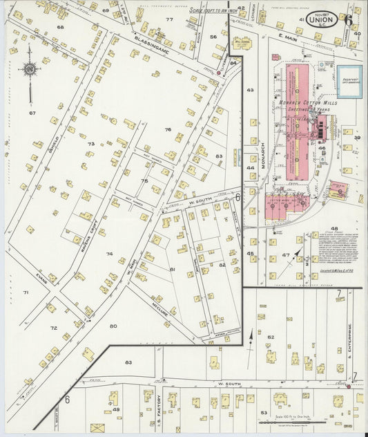 Sanborn Fire Insurance Map from Union, Union County, South Carolina (1917), Sheet #0006 - Historic Sanborn Fire Insurance Map Print, vintage old map wall art, antique decor, genealogy gift, South Carolina South Carolina map