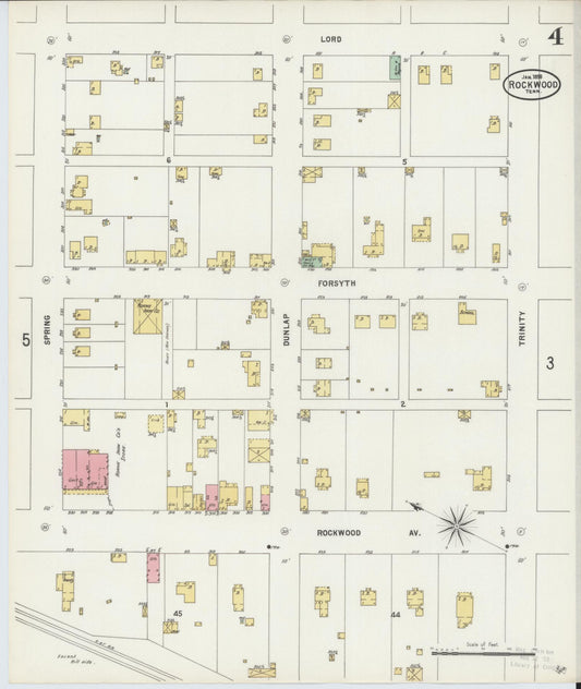 Sanborn Fire Insurance Map from Rockwood, Roane County, Tennessee (1898), Sheet #0004 - Historic Sanborn Fire Insurance Map Print, vintage old map wall art, antique decor, genealogy gift, Tennessee Tennessee map