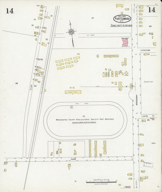 Sanborn Fire Insurance Map from Fort Edward, Washington County, New York (1924), Sheet #0014 - Historic Sanborn Fire Insurance Map Print, vintage old map wall art, antique decor, genealogy gift, New York New York map