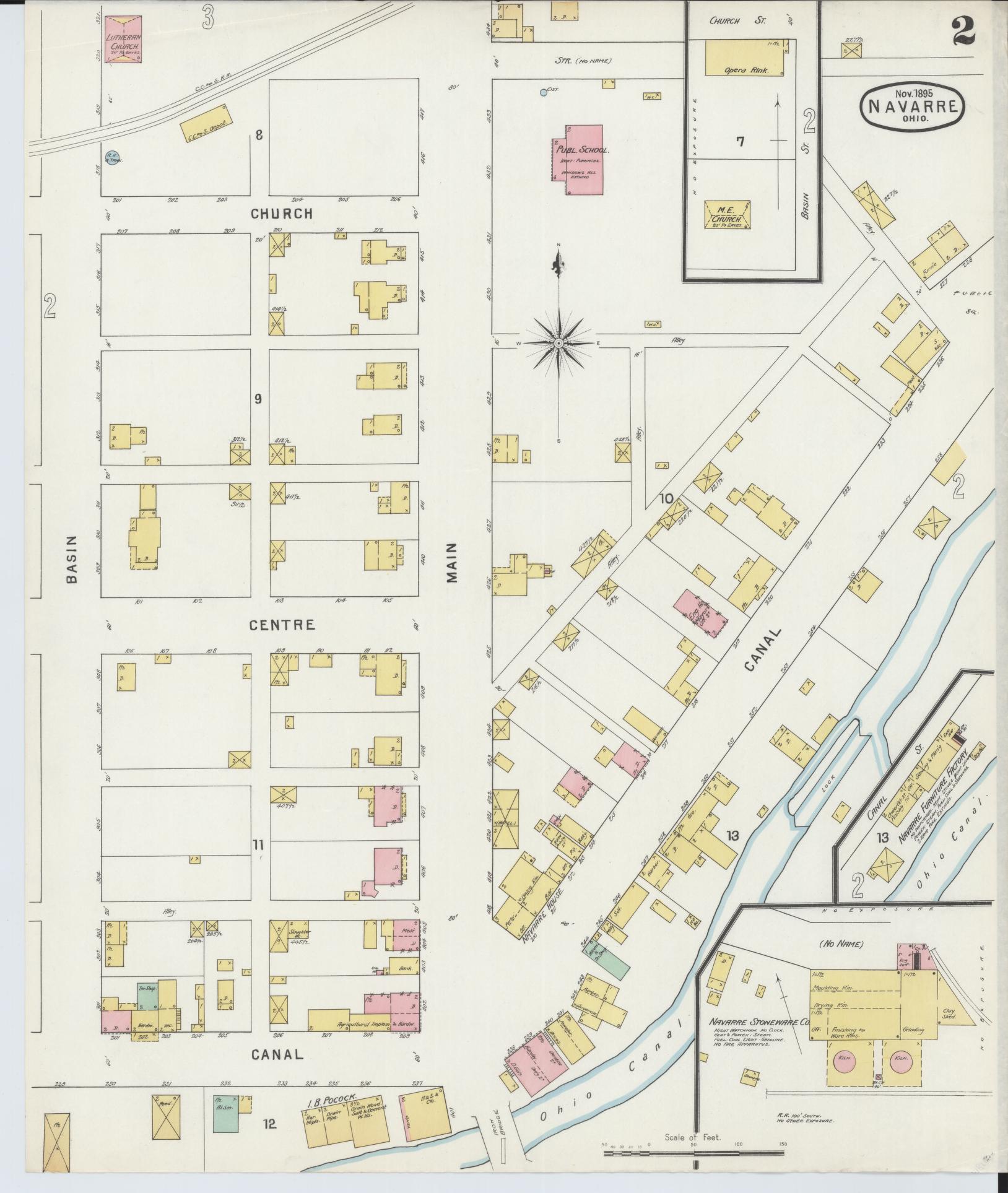 Sanborn Fire Insurance Map from Navarre, Stark County, Ohio (1895), Sheet #0002 - Historic Sanborn Fire Insurance Map Print, vintage old map wall art, antique decor, genealogy gift, Ohio Ohio map
