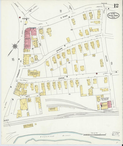 Sanborn Fire Insurance Map from Hyde Park, Norfolk County, Massachusetts (1911), Sheet #0012 - Complete Map Set gallery image, historic Sanborn map, vintage wall art, Massachusetts Massachusetts
