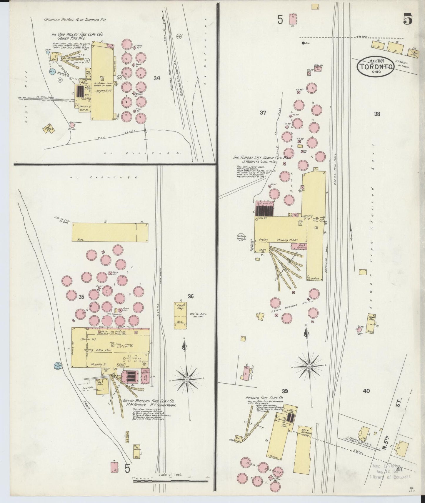Sanborn Fire Insurance Map from Toronto, Jefferson County, Ohio (1897), Sheet #0005 - Complete Map Set gallery image, historic Sanborn map, vintage wall art, Ohio Ohio