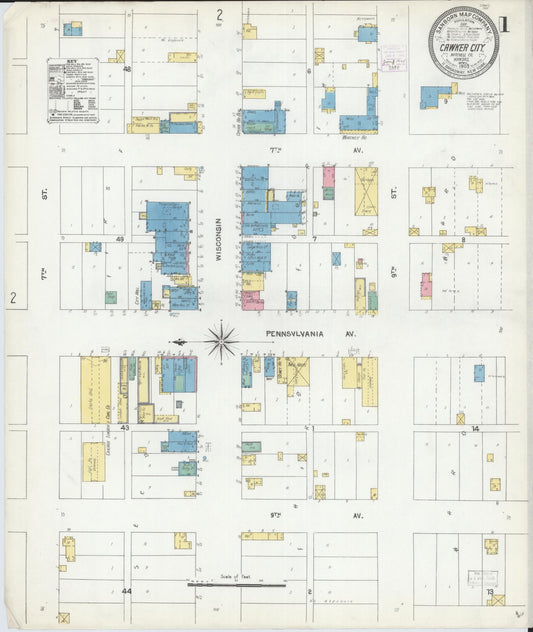 Sanborn Fire Insurance Map from Cawker City, Mitchell County, Kansas (1905), Sheet #0001 - Complete Map Set gallery image, historic Sanborn map, vintage wall art, Kansas Kansas
