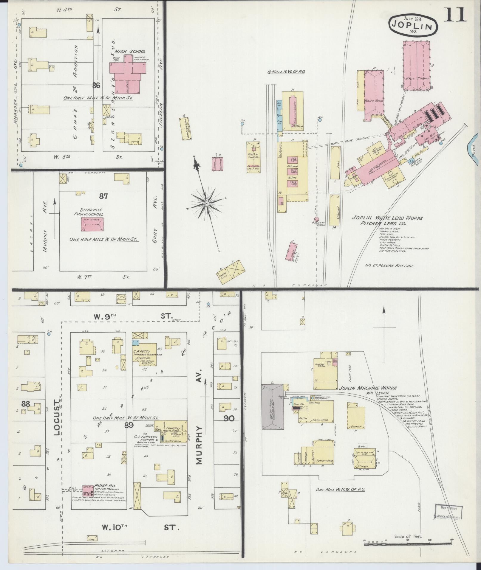 Sanborn Fire Insurance Map from Joplin, Jasper County, Missouri (1891), Sheet #0011 - Historic Sanborn Fire Insurance Map Print, vintage old map wall art, antique decor, genealogy gift, Missouri Missouri map