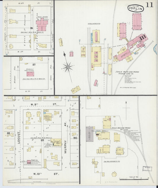 Sanborn Fire Insurance Map from Joplin, Jasper County, Missouri (1891), Sheet #0011 - Historic Sanborn Fire Insurance Map Print, vintage old map wall art, antique decor, genealogy gift, Missouri Missouri map