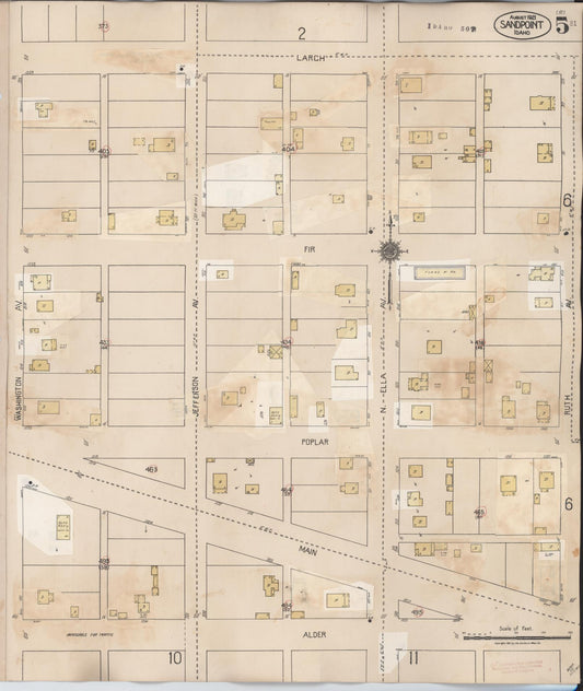 Sanborn Fire Insurance Map from Sandpoint, Bonner County, Idaho (1948), Sheet #0005 - Historic Sanborn Fire Insurance Map Print, vintage old map wall art, antique decor, genealogy gift, Idaho Idaho map