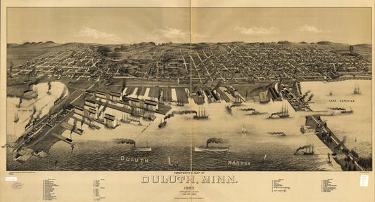 Perspective map of Duluth, Minn. 1887. (1887) – Historic Bird’s-Eye View Panorama Print