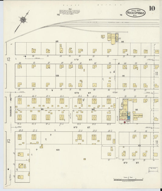 Sanborn Fire Insurance Map from Rock Springs, Sweetwater County, Wyoming (1920), Sheet #0010 - Historic Sanborn Fire Insurance Map Print, vintage old map wall art, antique decor, genealogy gift, Wyoming Wyoming map