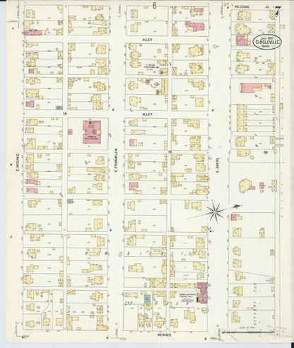Sanborn Fire Insurance Map from Circleville, Pickaway County, Ohio (1907), Sheet #0007 - Historic Sanborn Fire Insurance Map Print, vintage old map wall art, antique decor, genealogy gift, Ohio Ohio map