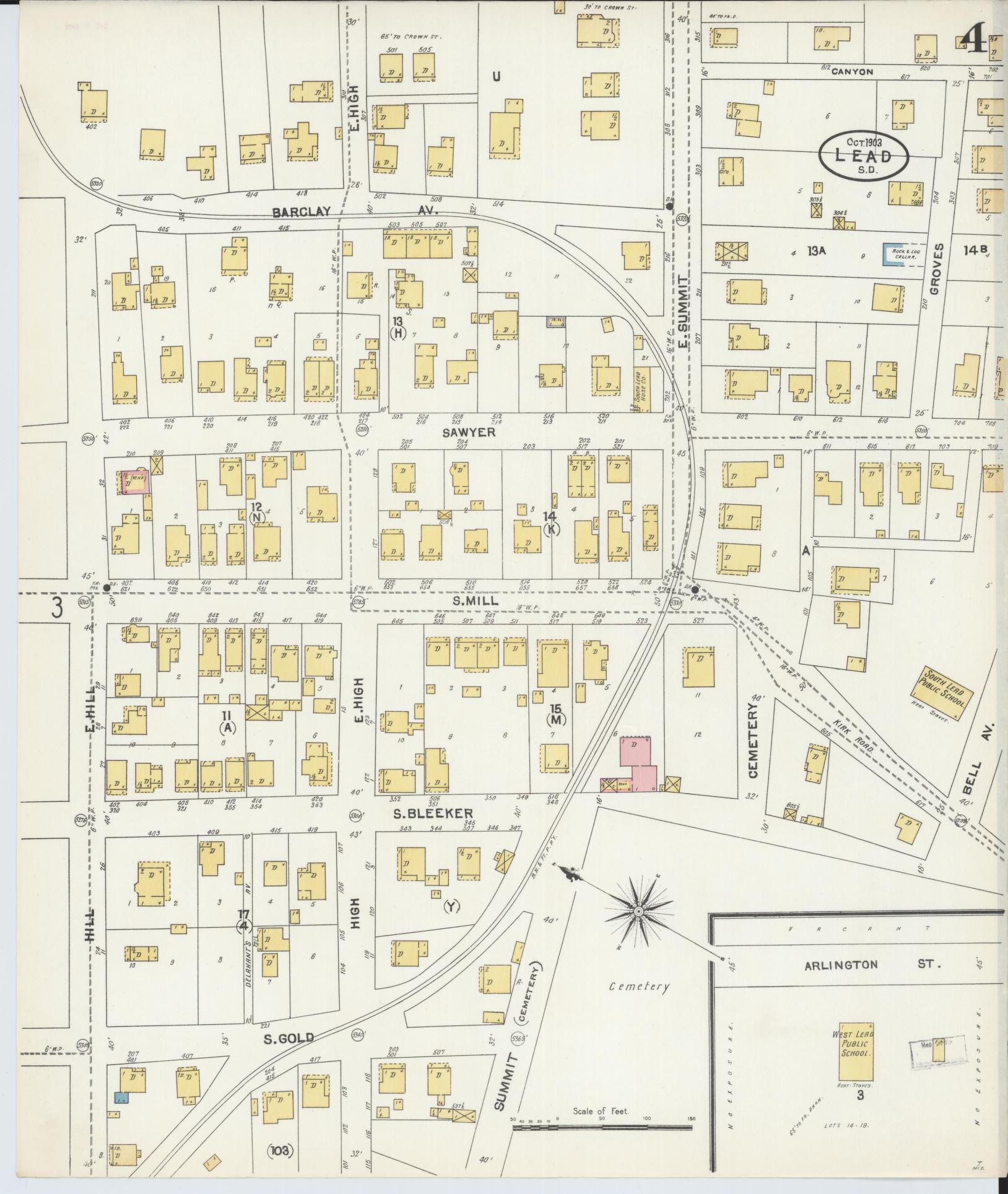 Sanborn Fire Insurance Map from Lead, Lawrence County, South Dakota (1903), Sheet #0004 - Complete Map Set gallery image, historic Sanborn map, vintage wall art, South Dakota South Dakota