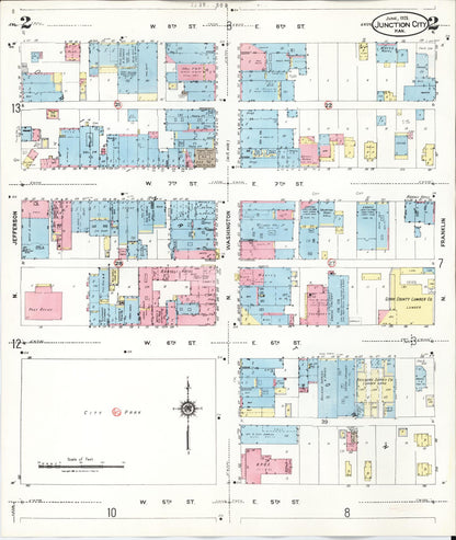 Sanborn Fire Insurance Map from Junction City, Geary County, Kansas (1947), Sheet #0002 - Complete Map Set gallery image, historic Sanborn map, vintage wall art, Kansas Kansas