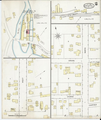 Sanborn Fire Insurance Map from Bristol, Addison County, Vermont (1895), Sheet #0002 - Complete Map Set gallery image, historic Sanborn map, vintage wall art, Vermont Vermont