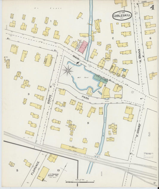 Sanborn Fire Insurance Map from Cobleskill, Schoharie County, New York (1892), Sheet #0004 - Historic Sanborn Fire Insurance Map Print, vintage old map wall art, antique decor, genealogy gift, New York New York map