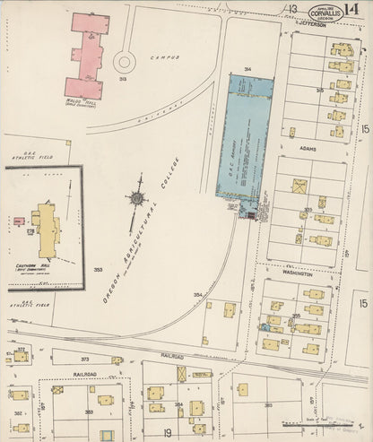 Sanborn Fire Insurance Map from Corvallis, Benton County, Oregon (1912), Sheet #0014 - Complete Map Set gallery image, historic Sanborn map, vintage wall art, Oregon Oregon