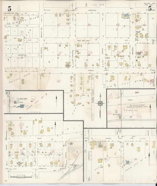 Sanborn Fire Insurance Map from Goliad, Goliad County, Texas (1944), Sheet #0005 - Historic Sanborn Fire Insurance Map Print, vintage old map wall art, antique decor, genealogy gift, Texas Texas map