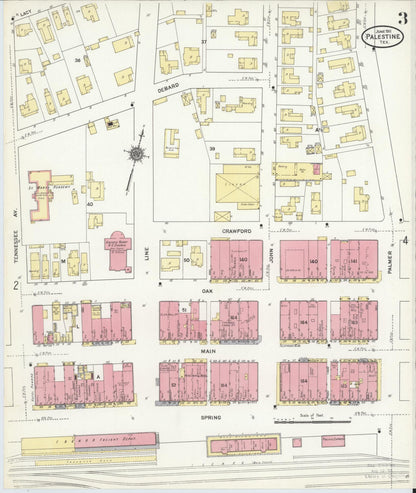 Sanborn Fire Insurance Map from Palestine, Anderson County, Texas (1911), Sheet #0003 - Complete Map Set gallery image, historic Sanborn map, vintage wall art, Texas Texas