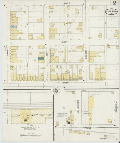 Sanborn Fire Insurance Map from Yoakum, De Witt And Lavaca Counties, Texas (1894), Sheet #0002 - Complete Map Set gallery image, historic Sanborn map, vintage wall art, Texas Texas