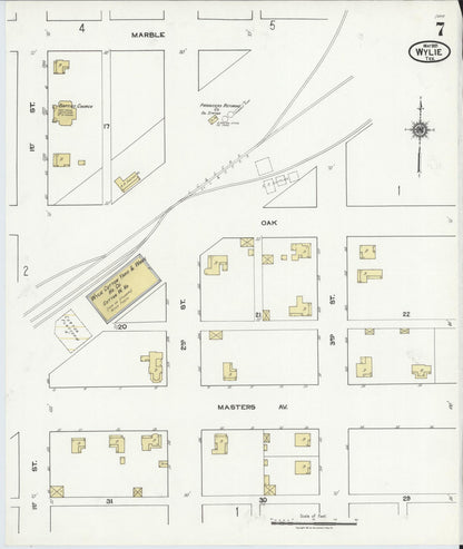 Sanborn Fire Insurance Map from Wylie, Collin County, Texas (1921), Sheet #0007 - Complete Map Set gallery image, historic Sanborn map, vintage wall art, Texas Texas