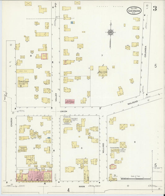 Sanborn Fire Insurance Map from Sherman, Chautauqua County, New York (1912), Sheet #0003 - Historic Sanborn Fire Insurance Map Print, vintage old map wall art, antique decor, genealogy gift, New York New York map