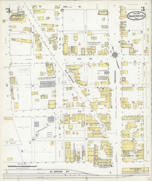 Sanborn Fire Insurance Map from Smackover, Union County, Arkansas (1925), Sheet #0003 - Historic Sanborn Fire Insurance Map Print, vintage old map wall art, antique decor, genealogy gift, Arkansas Arkansas map