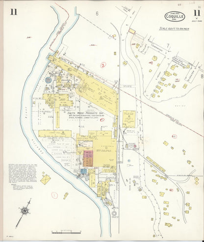 Sanborn Fire Insurance Map from Coquille, Coos County, Oregon (1945), Sheet #0011 - Complete Map Set gallery image, historic Sanborn map, vintage wall art, Oregon Oregon