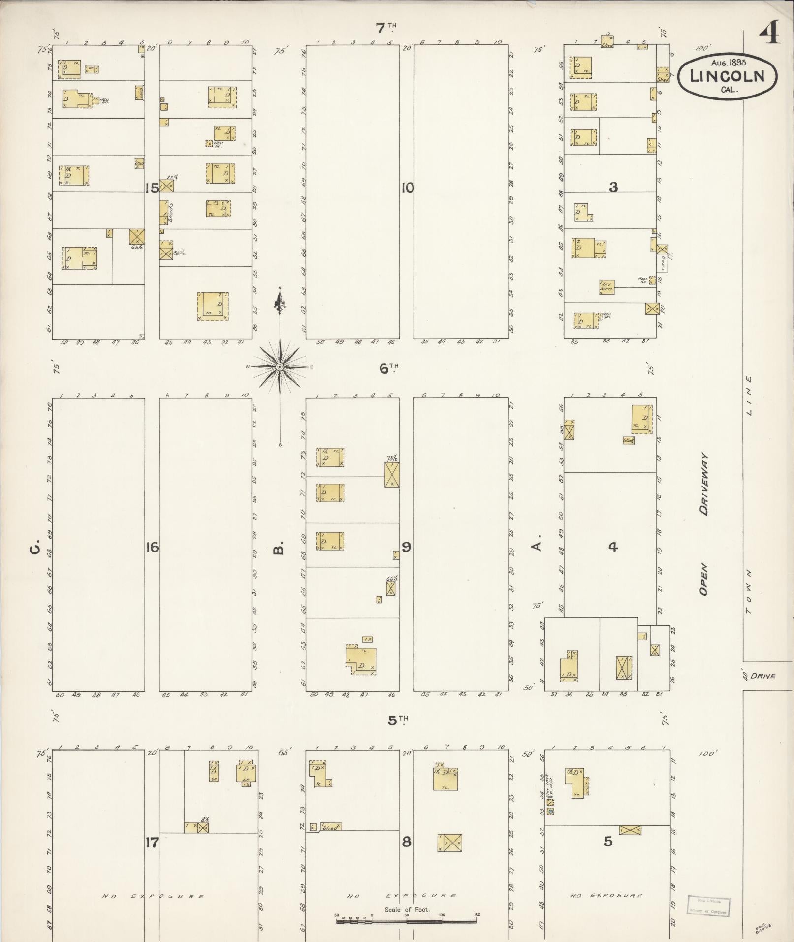 Sanborn Fire Insurance Map from Lincoln, Placer County, California (1893), Sheet #0004 - Historic Sanborn Fire Insurance Map Print, vintage old map wall art, antique decor, genealogy gift, California California map