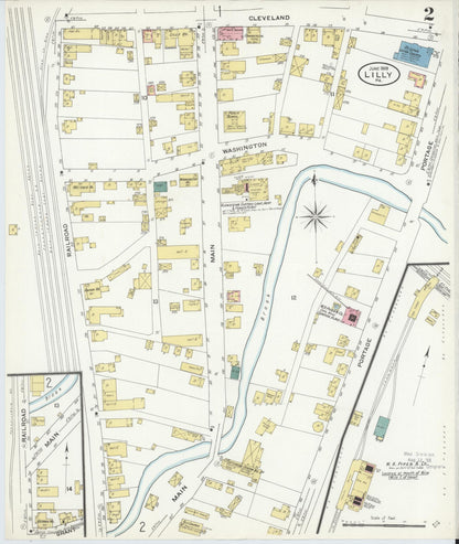 Sanborn Fire Insurance Map from Lilly, Cambria County, Pennsylvania (1909), Sheet #0002 - Historic Sanborn Fire Insurance Map Print, vintage old map wall art, antique decor, genealogy gift, Pennsylvania Pennsylvania map
