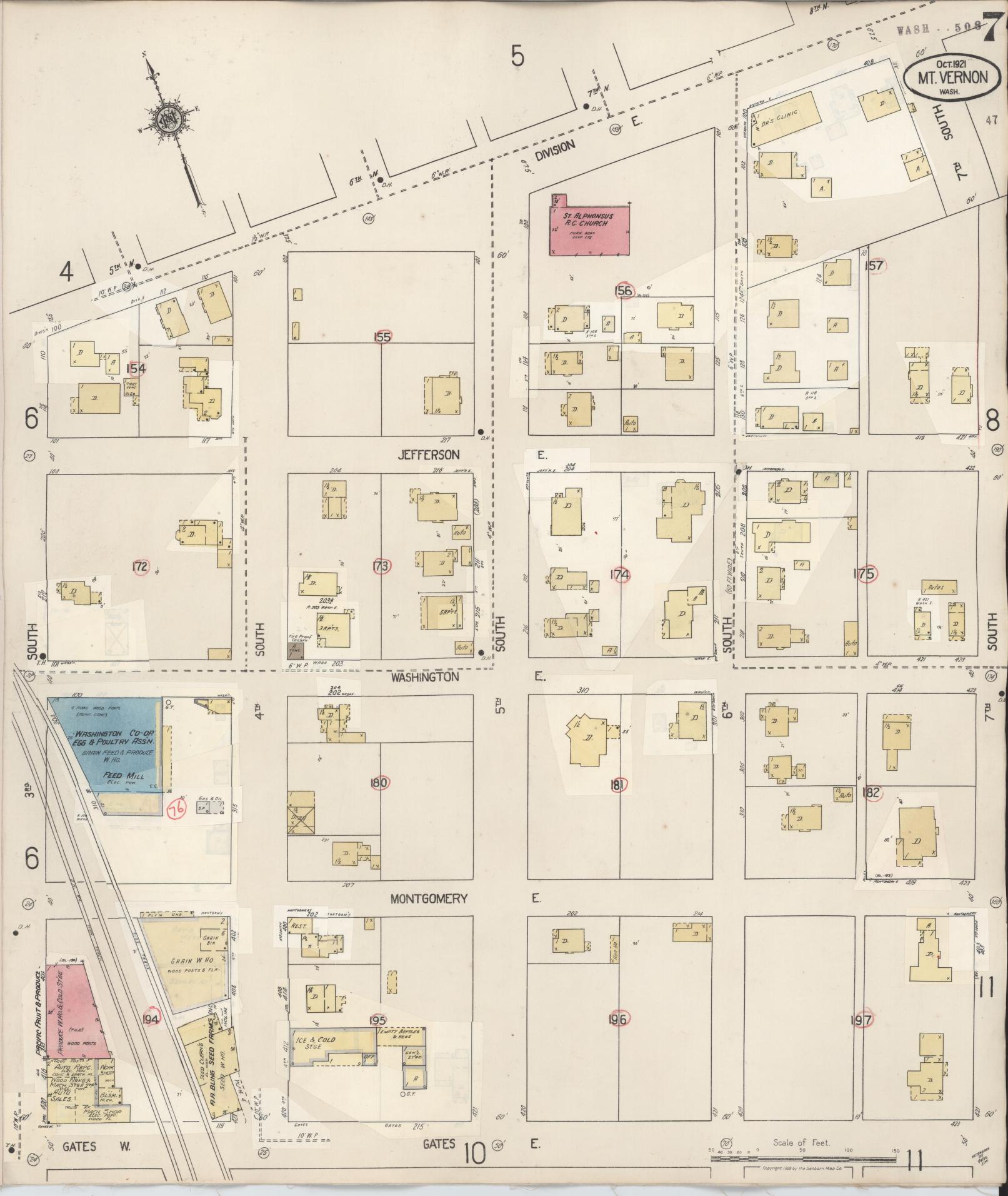 Sanborn Fire Insurance Map from Mount Vernon, Skagit County, Washington (1948), Sheet #0007 - Historic Sanborn Fire Insurance Map Print, vintage old map wall art, antique decor, genealogy gift, Washington Washington map