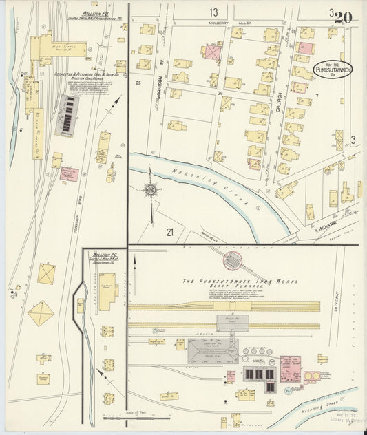 Sanborn Fire Insurance Map from Punxsutawney, Jefferson County, Pennsylvania (1912), Sheet #0020 - Historic Sanborn Fire Insurance Map Print, vintage old map wall art, antique decor, genealogy gift, Pennsylvania Pennsylvania map