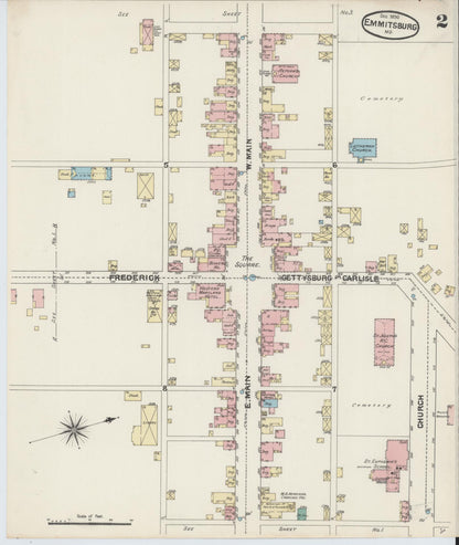Sanborn Fire Insurance Map from Emmittsburg, Frederick County, Maryland (1890), Sheet #0002 - Complete Map Set gallery image, historic Sanborn map, vintage wall art, Maryland Maryland