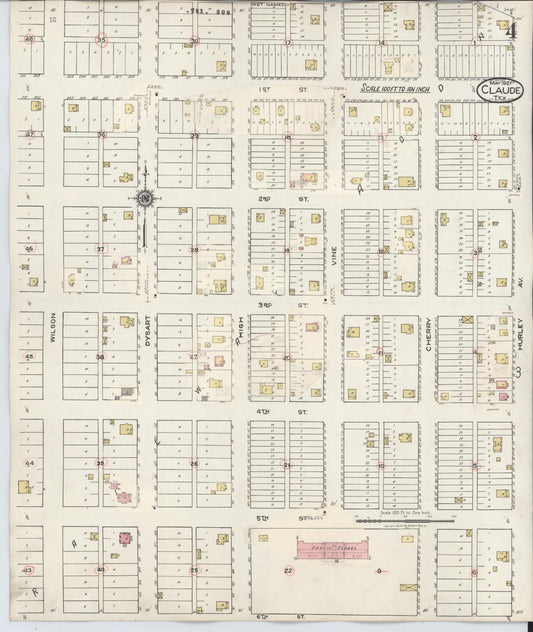 Sanborn Fire Insurance Map from Claude, Armstrong County, Texas (1932), Sheet #0004 - Historic Sanborn Fire Insurance Map Print, vintage old map wall art, antique decor, genealogy gift, Texas Texas map