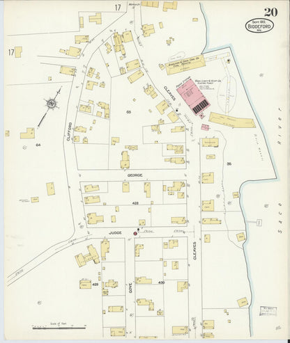 Sanborn Fire Insurance Map from Biddeford, York County, Maine (1912), Sheet #0020 - Complete Map Set gallery image, historic Sanborn map, vintage wall art, Maine Maine