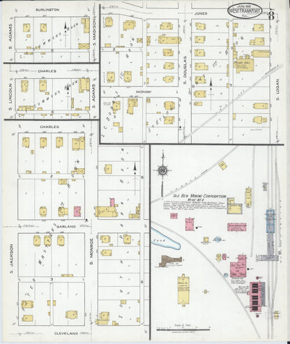 Sanborn Fire Insurance Map from West Frankfort, Franklin County, Illinois (1919), Sheet #0008 - Historic Sanborn Fire Insurance Map Print, vintage old map wall art, antique decor, genealogy gift, Illinois Illinois map