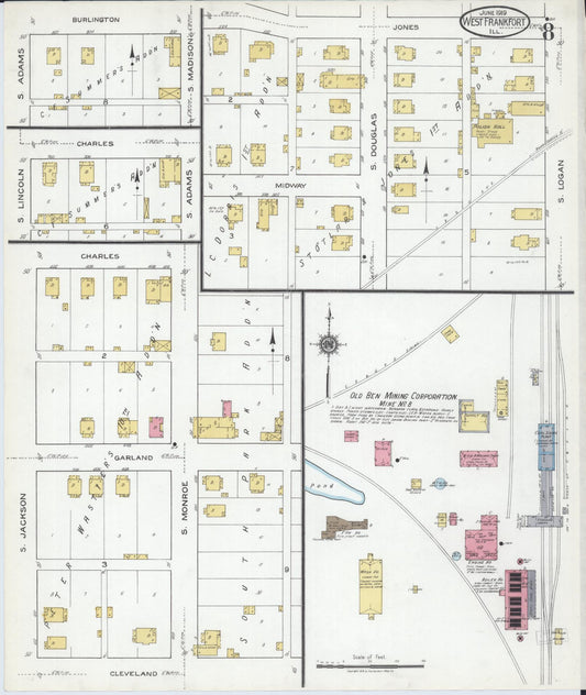 Sanborn Fire Insurance Map from West Frankfort, Franklin County, Illinois (1919), Sheet #0008 - Historic Sanborn Fire Insurance Map Print, vintage old map wall art, antique decor, genealogy gift, Illinois Illinois map