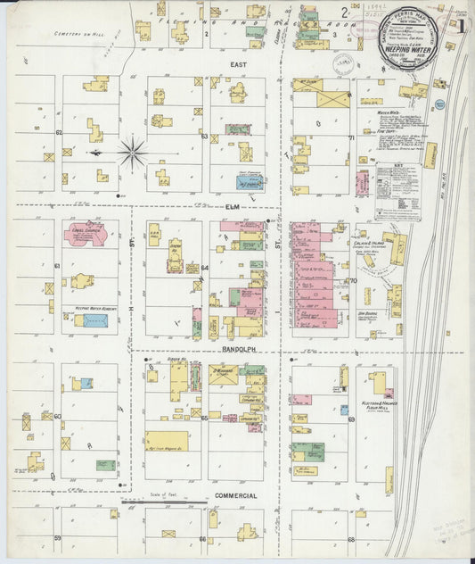 Sanborn Fire Insurance Map from Weeping Water, Cass County, Nebraska (1899), Sheet #0001 - Historic Sanborn Fire Insurance Map Print, vintage old map wall art, antique decor, genealogy gift, Nebraska Nebraska map