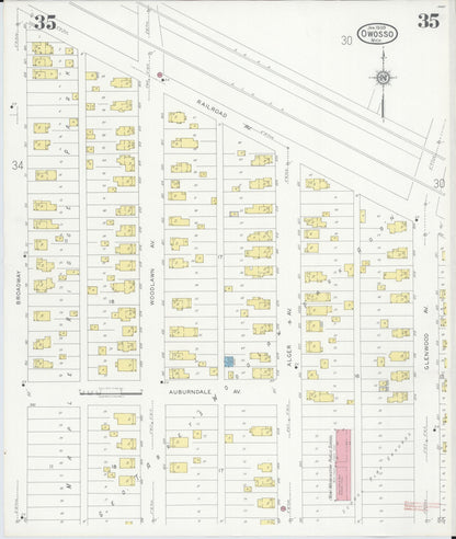 Sanborn Fire Insurance Map from Owosso, Shiawassee County, Michigan (1930), Sheet #0035 - Complete Map Set gallery image, historic Sanborn map, vintage wall art, Michigan Michigan