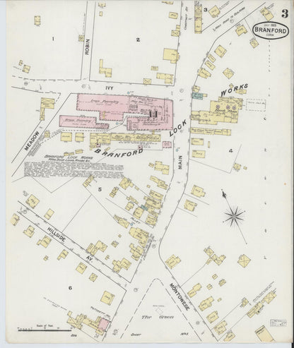Sanborn Fire Insurance Map from Branford, New Haven County, Connecticut (1889), Sheet #0003 - Complete Map Set gallery image, historic Sanborn map, vintage wall art, Connecticut Connecticut
