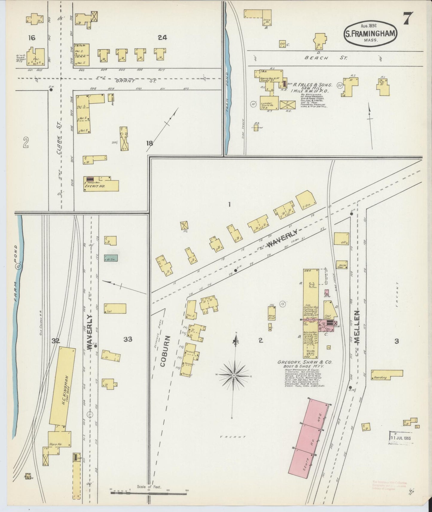 Sanborn Fire Insurance Map from South Farmington, Middlesex County, Massachusetts (1892), Sheet #0007 - Complete Map Set gallery image, historic Sanborn map, vintage wall art, Massachusetts Massachusetts