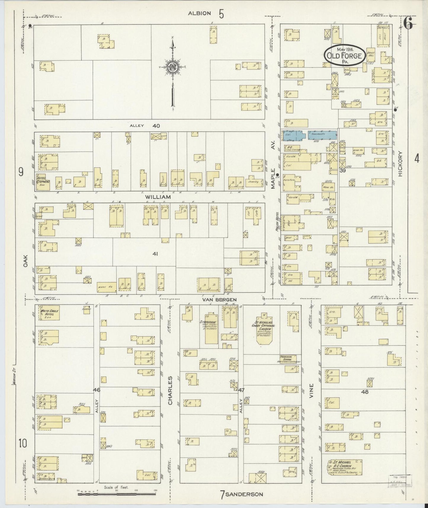 Sanborn Fire Insurance Map from Old Forge, Lackawanna County, Pennsylvania (1914), Sheet #0006 - Complete Map Set gallery image, historic Sanborn map, vintage wall art, Pennsylvania Pennsylvania