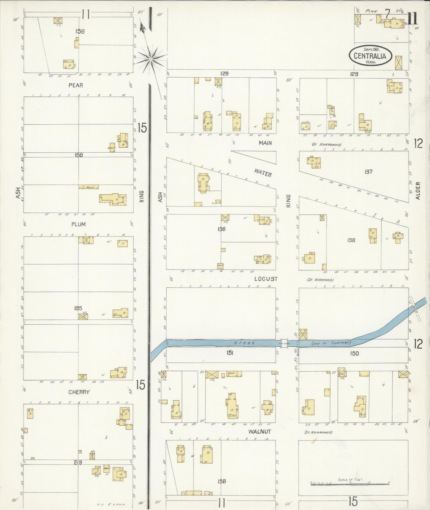 Sanborn Fire Insurance Map from Centralia, Lewis County, Washington (1901), Sheet #0011 - Complete Map Set gallery image, historic Sanborn map, vintage wall art, Washington Washington