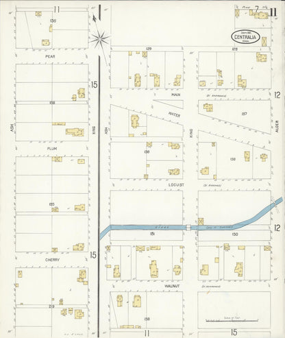 Sanborn Fire Insurance Map from Centralia, Lewis County, Washington (1901), Sheet #0011 - Complete Map Set gallery image, historic Sanborn map, vintage wall art, Washington Washington