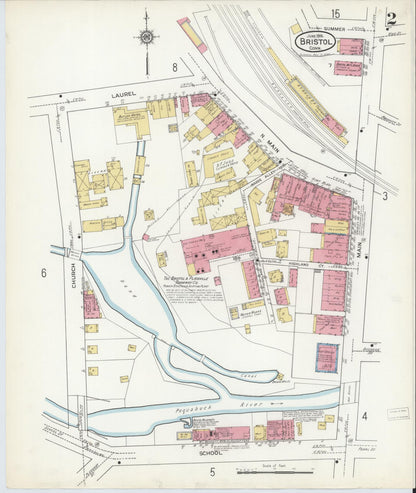 Sanborn Fire Insurance Map from Bristol, Hartford County, Connecticut (1916), Sheet #0002 - Complete Map Set gallery image, historic Sanborn map, vintage wall art, Connecticut Connecticut