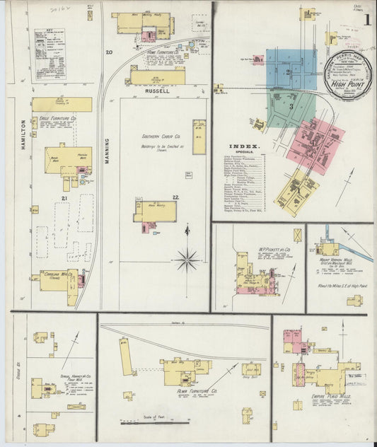 Sanborn Fire Insurance Map from High Point, Guilford County, North Carolina. (1896) – Historic Sanborn Fire Insurance Map Print