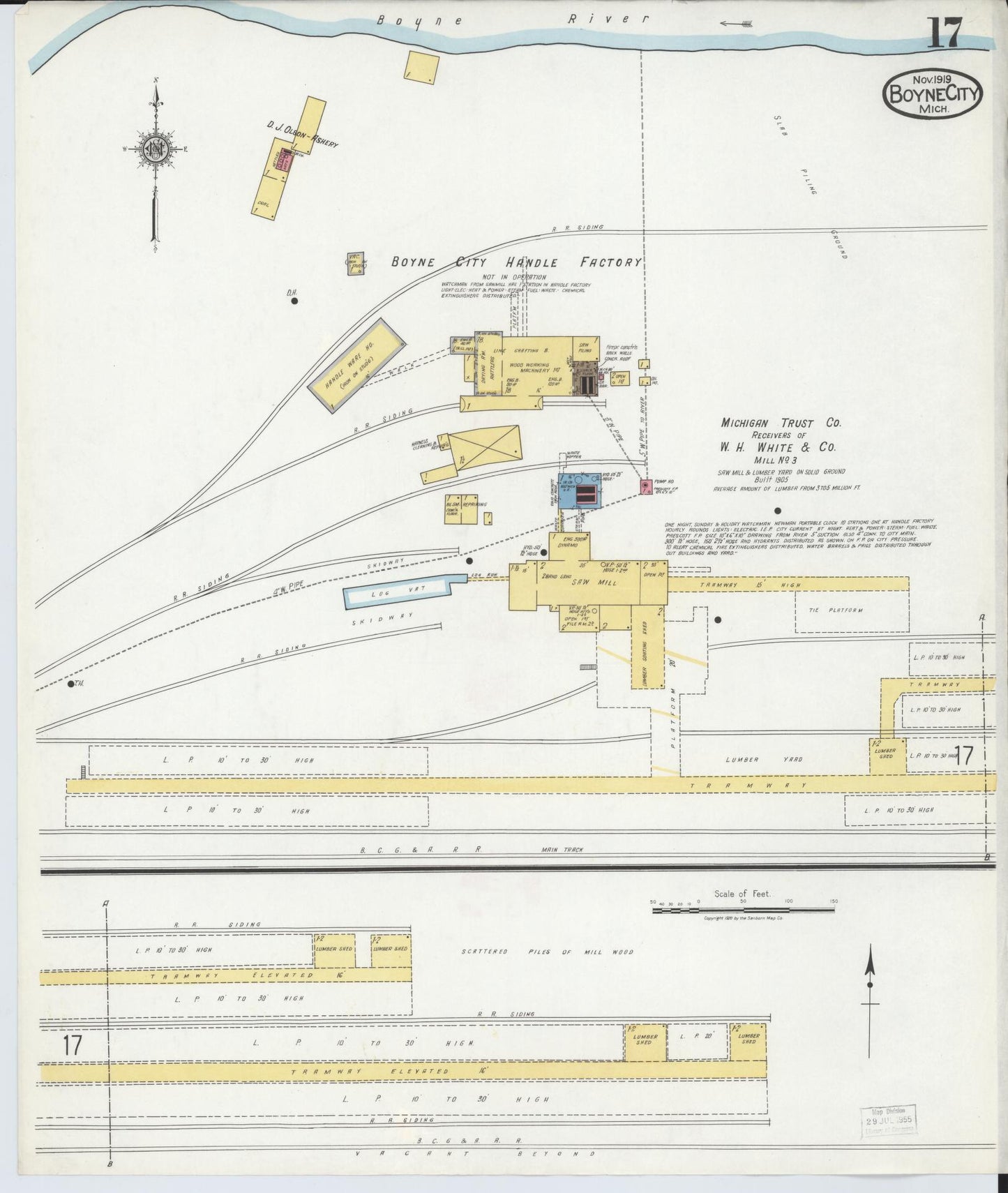 Sanborn Fire Insurance Map from Boyne City, Charlevoix County, Michigan (1919), Sheet #0017 - Complete Map Set gallery image, historic Sanborn map, vintage wall art, Michigan Michigan