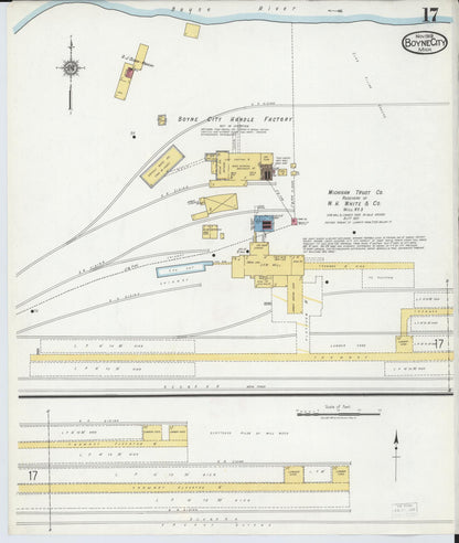 Sanborn Fire Insurance Map from Boyne City, Charlevoix County, Michigan (1919), Sheet #0017 - Complete Map Set gallery image, historic Sanborn map, vintage wall art, Michigan Michigan