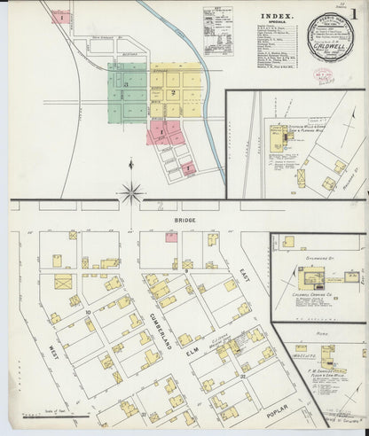 Sanborn Fire Insurance Map from Caldwell, Noble County, Ohio (1895), Sheet #0001 - Historic Sanborn Fire Insurance Map Print, vintage old map wall art, antique decor, genealogy gift, Ohio Ohio map
