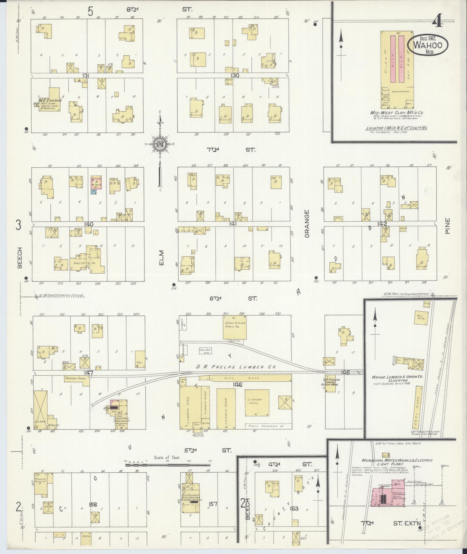 Sanborn Fire Insurance Map from Wahoo, Saunders County, Nebraska (1912), Sheet #0004 - Complete Map Set gallery image, historic Sanborn map, vintage wall art, Nebraska Nebraska