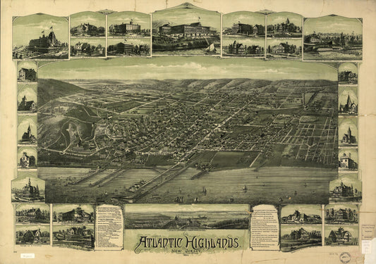 Atlantic Highlands, New Jersey 1894. (1894) – Historic Bird’s-Eye View Panorama Print